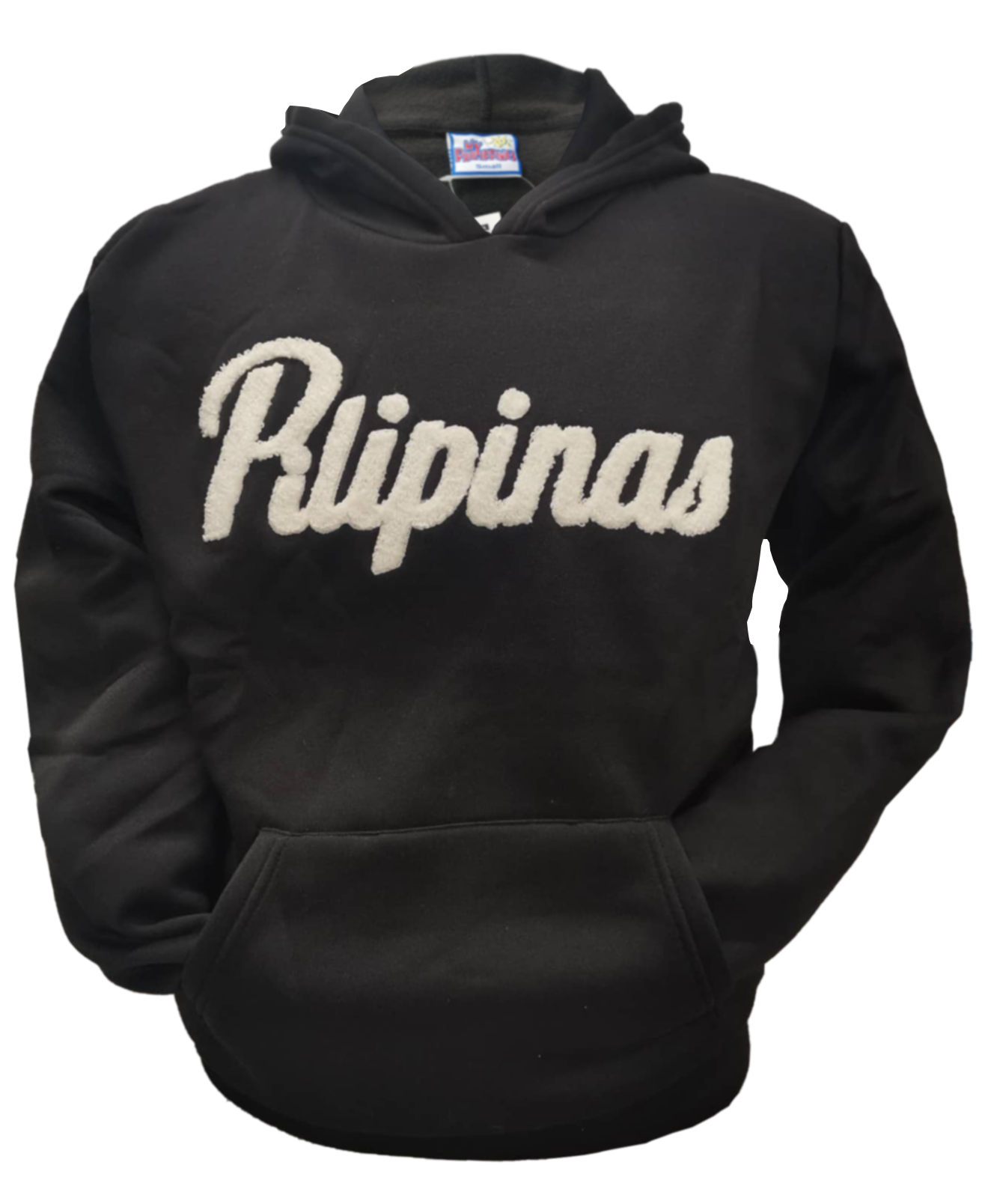 PILIPINAS YARN PULL-OVER HOODIE in Black/White for Mens